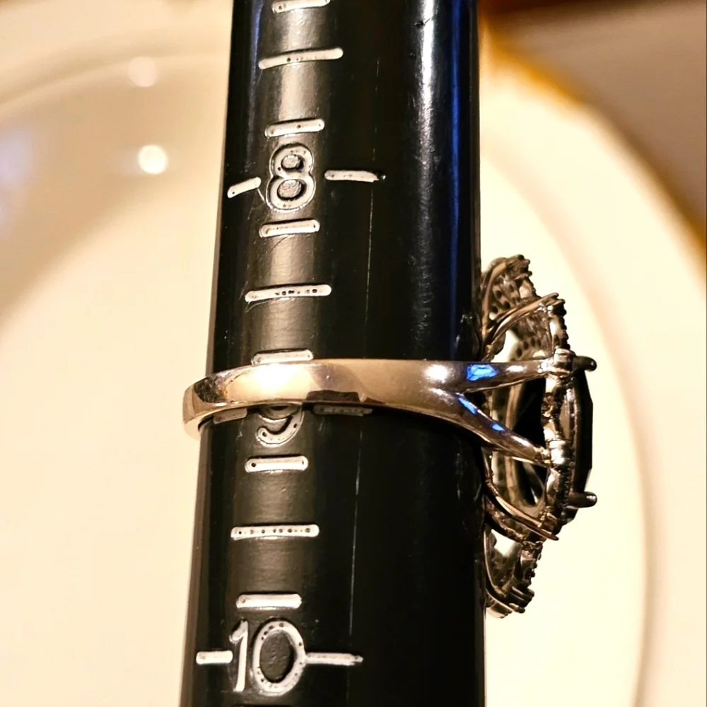 4.04 CTW Black Spinel Rhodium Over 925 Sterling Silver Ring R1P26 - Picture 9 of 9